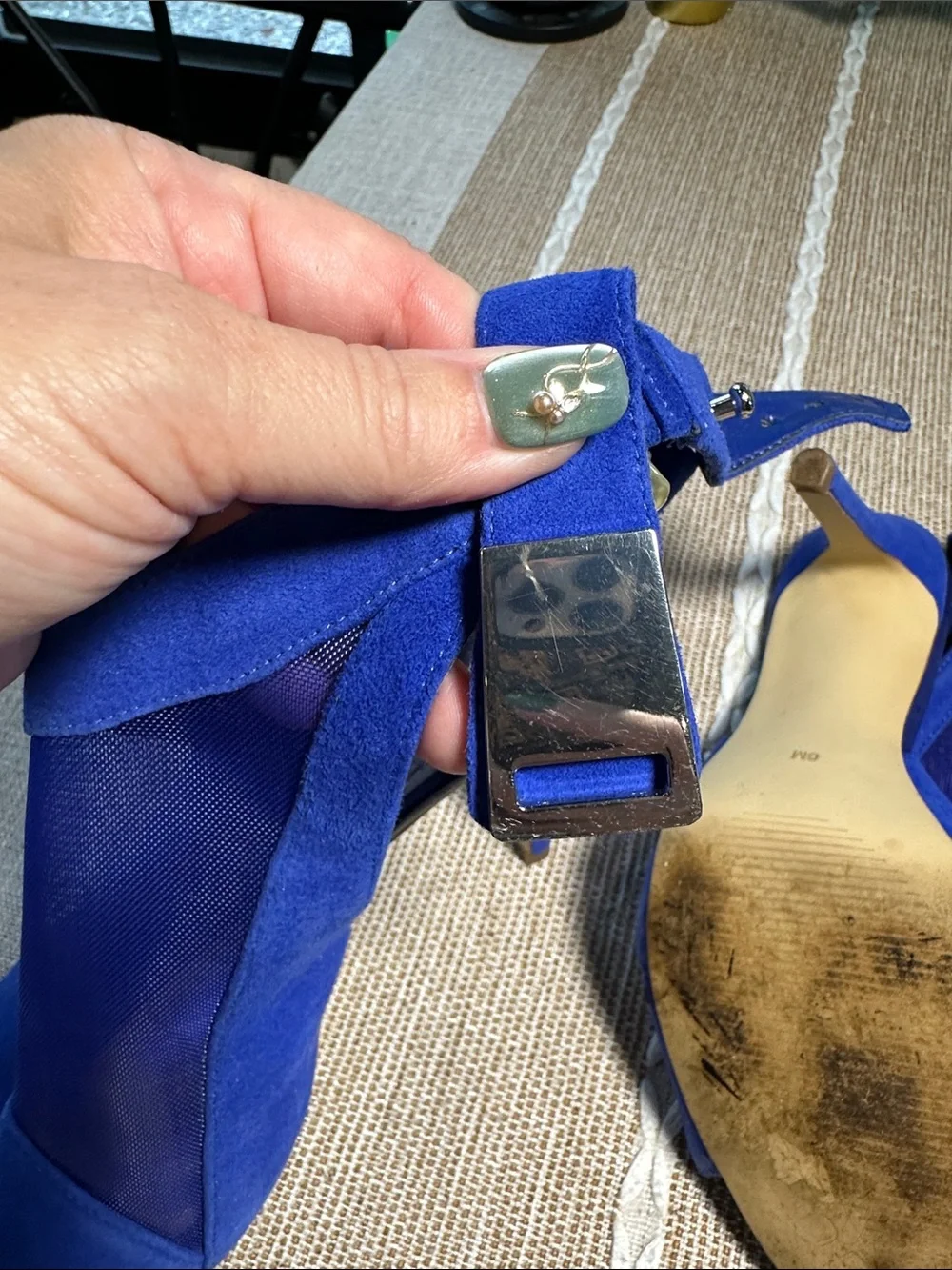 Guess Royal Blue Suede & Mesh Heeled Sandals